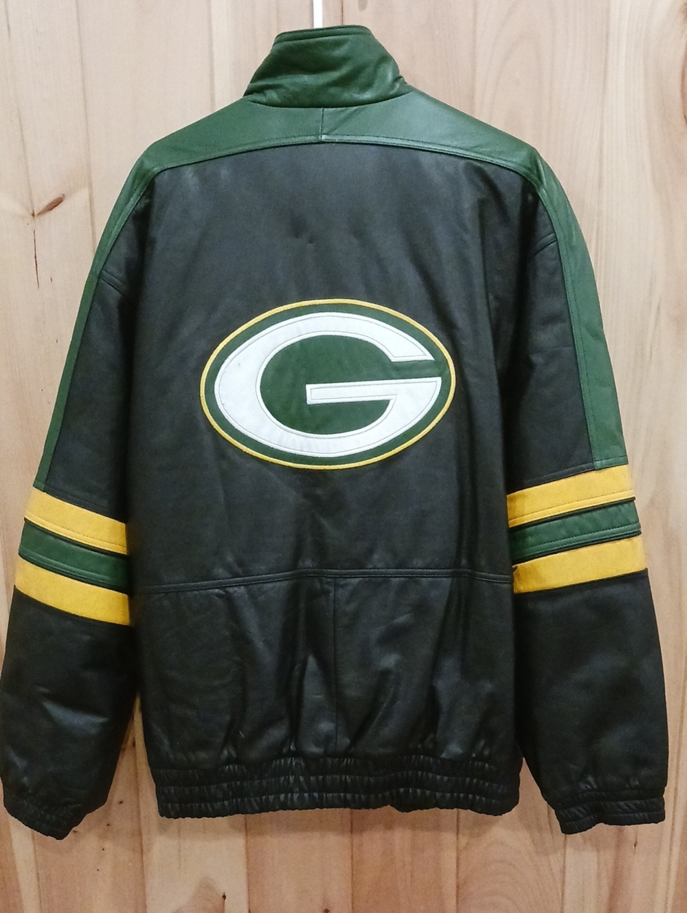 Green Bay Packers Vintage Starter Leather Team Bomber Jacket - Men's Xl